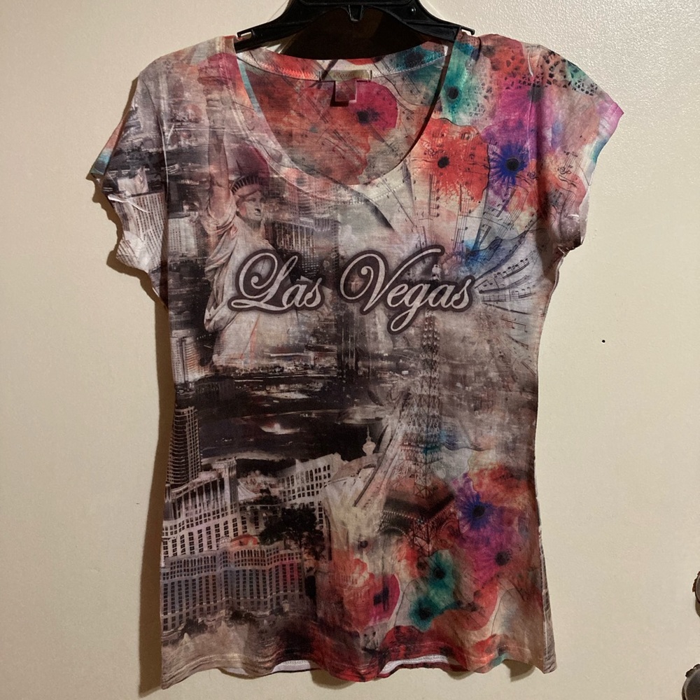 “Las Vegas” soft, lightweight, designed T-shirt women’s size XL 100% polyester